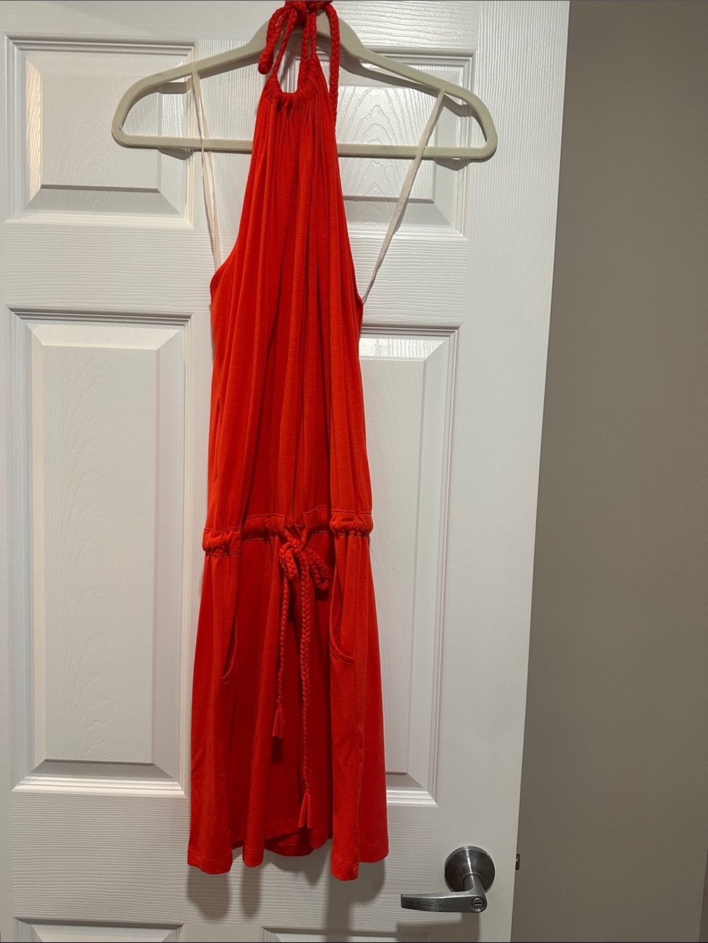 Halter Neck Midi Dress - Red